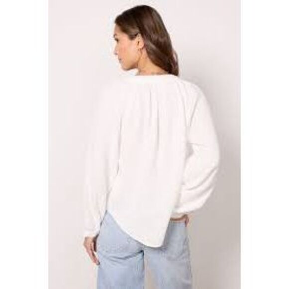 EVEREVE Women’s White Long Sleeve Bailey Gauze Button Front Shirt Size Small - Picture 2 of 6
